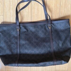Gucci Dark Brown GG Supreme Canvas and LeatherTote